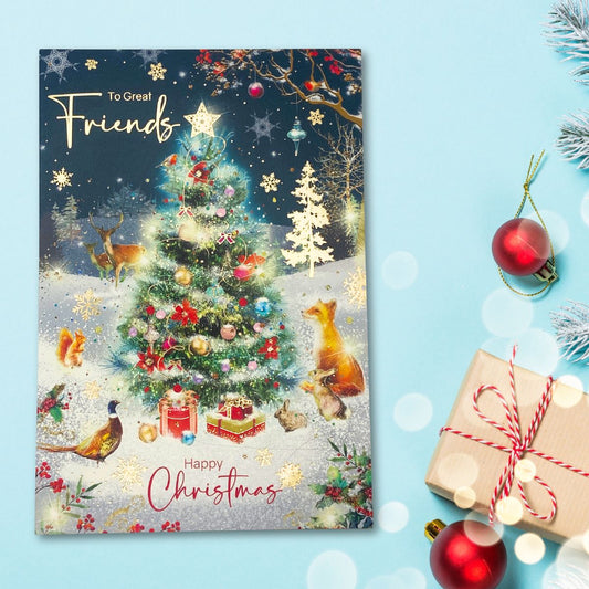 Friends Christmas Card - Grace Woodland Animals & Tree