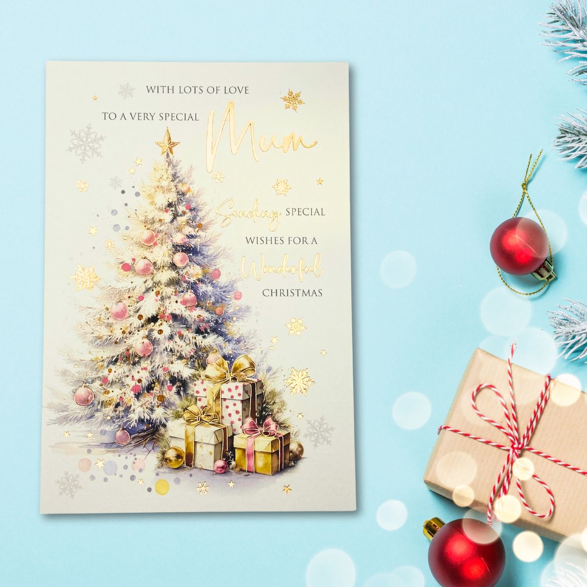 Mum Christmas Card - Tree & Gifts