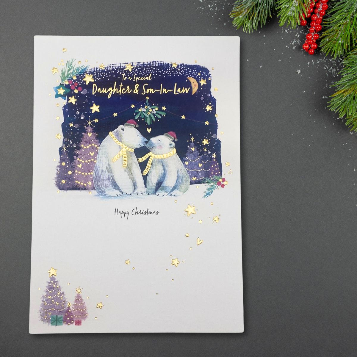 Daughter & Son-In-Law Card - Polar Bear Embrace