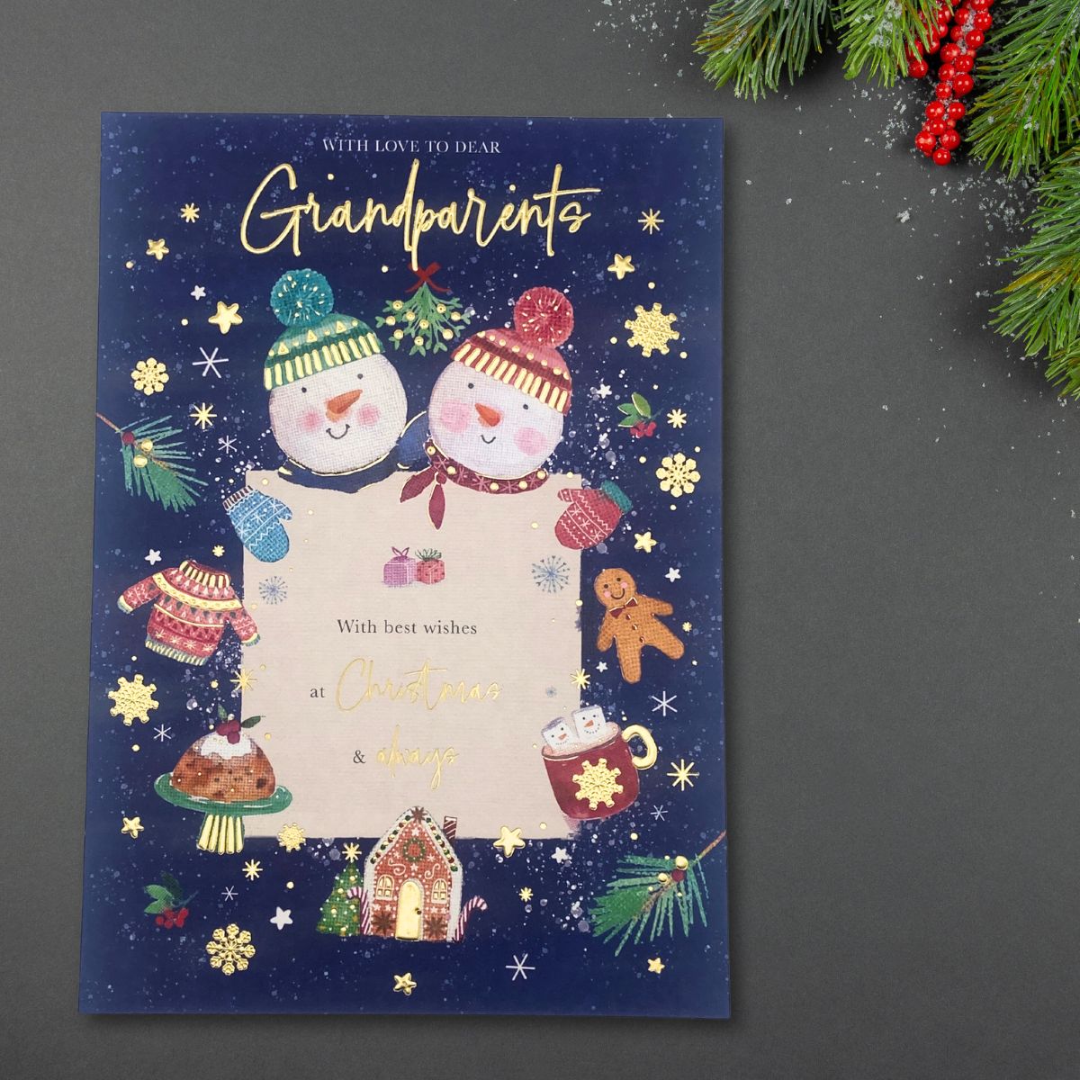 Grandparents Christmas Card - Snow Couple