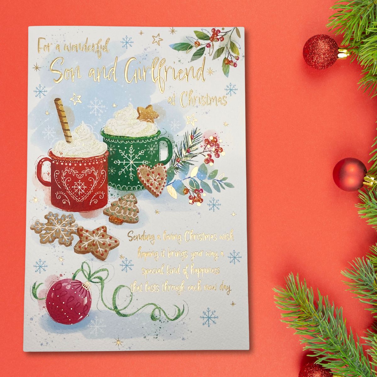 Son & Girlfriend Christmas Card - Awash With Colour