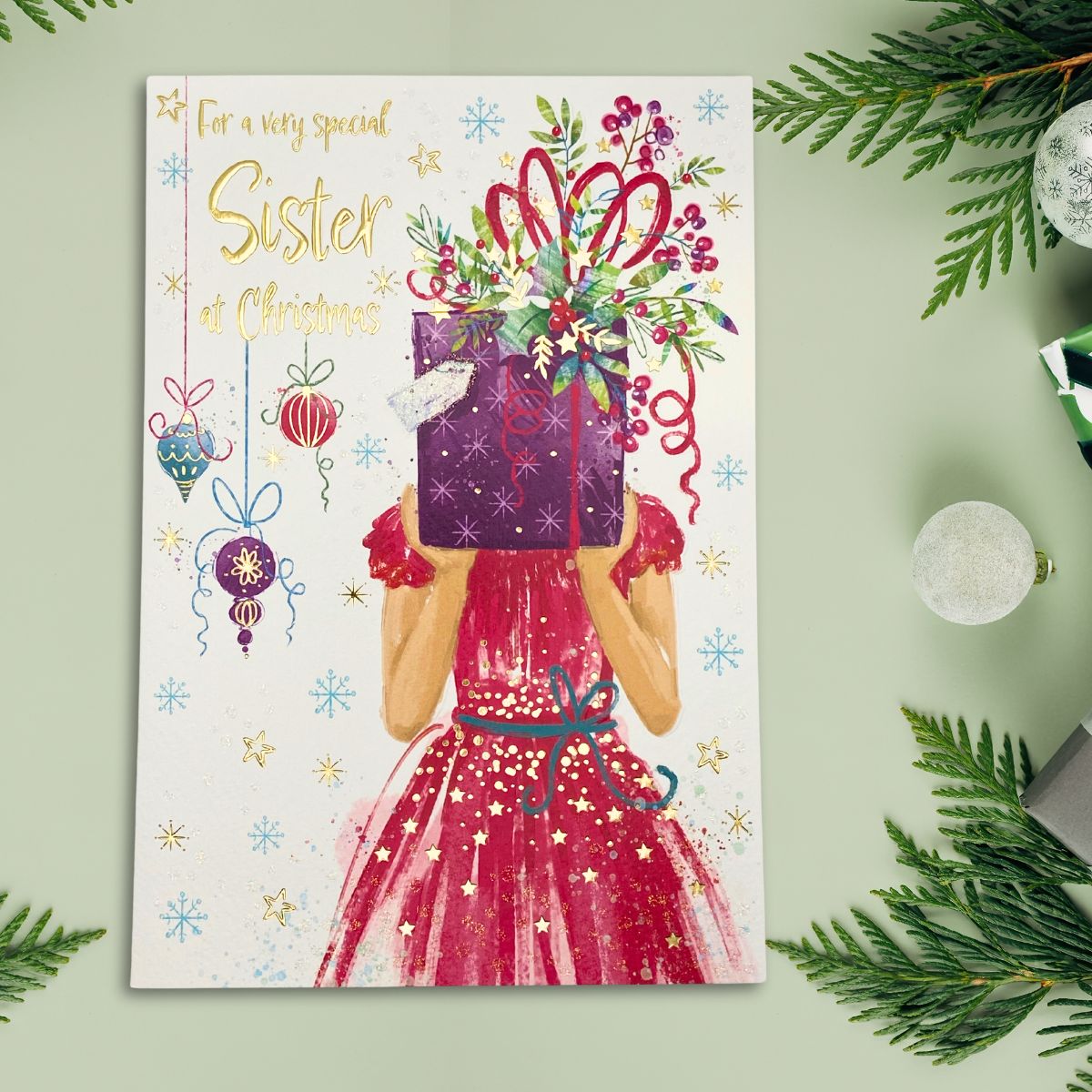 Sister Christmas Card - Awash With Colour