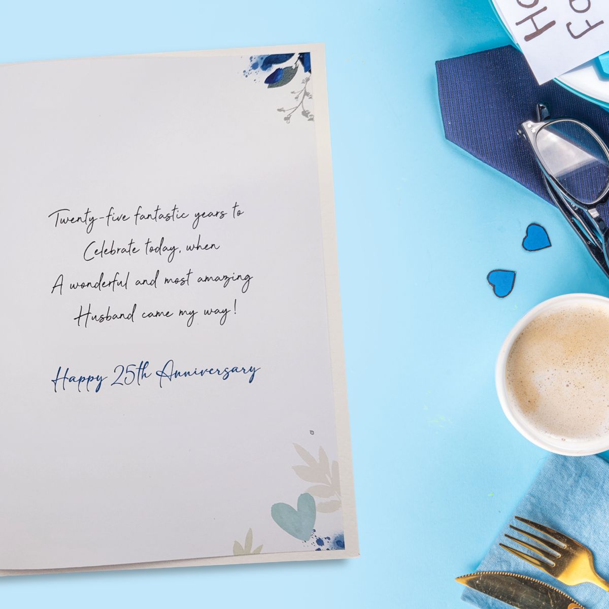 Husband Silver Wedding Anniversary Card - 25th Signature Flutes