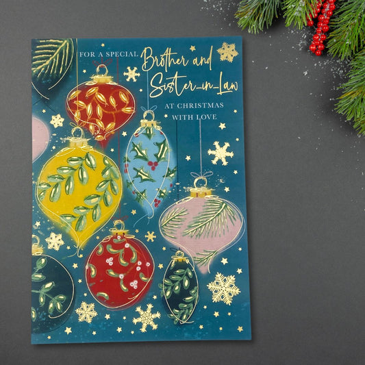 Brother & Sister-In-Law Christmas Card - Baubles
