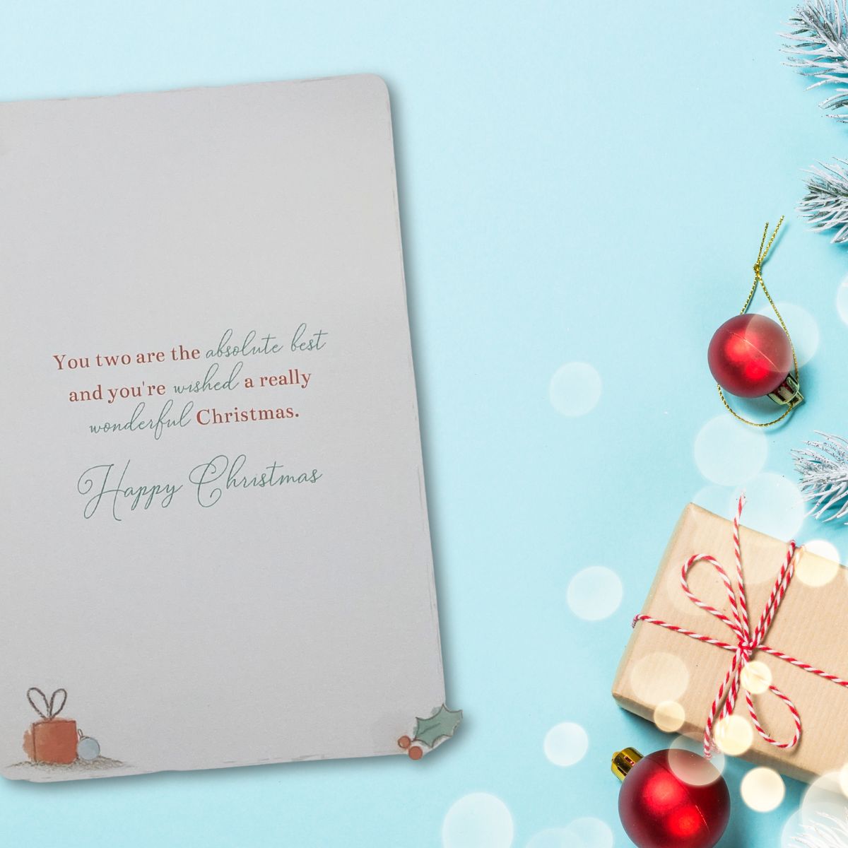 Both Of You Christmas Card - Barley Bear