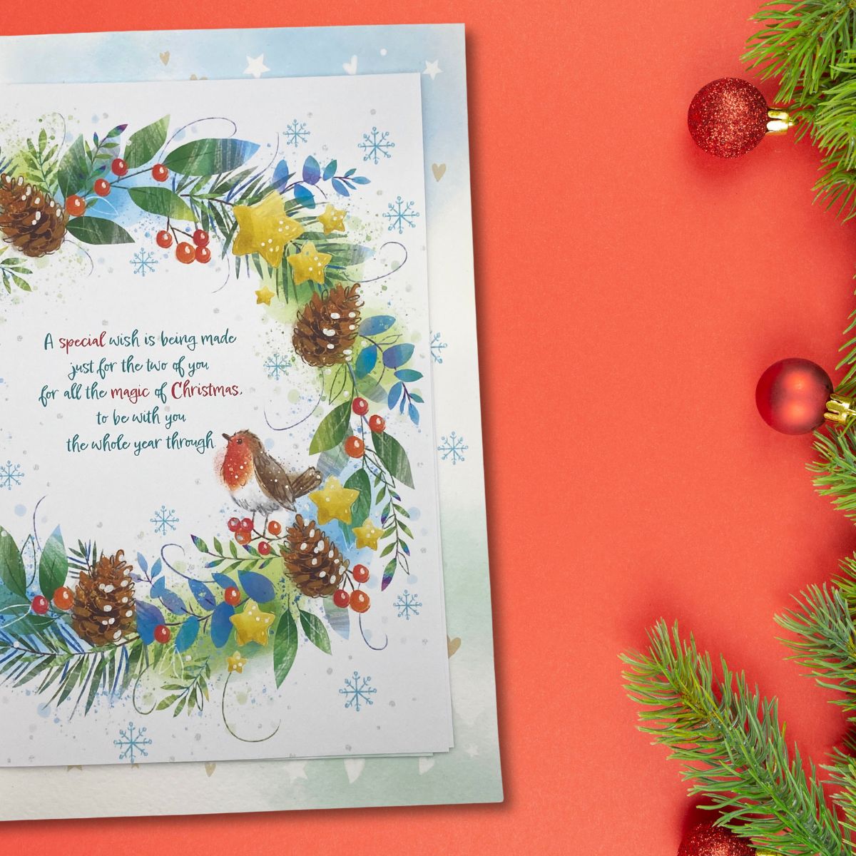 Son & Daughter-In-Law Large Christmas Card - Awash With Colour