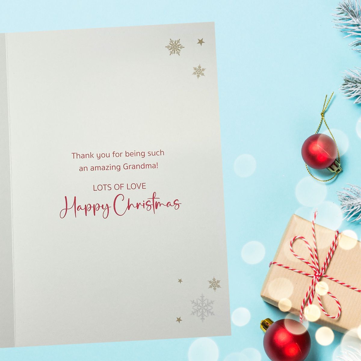 Grandma Christmas Card - Balloons & Gifts