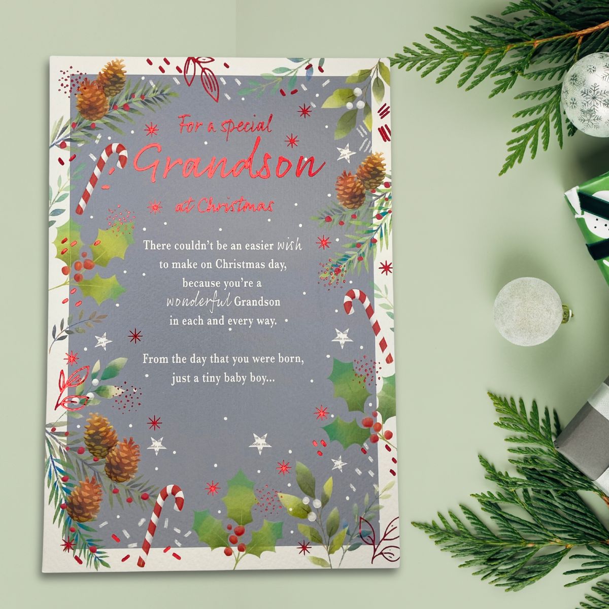 Grandson Christmas Card - Most Especially For You