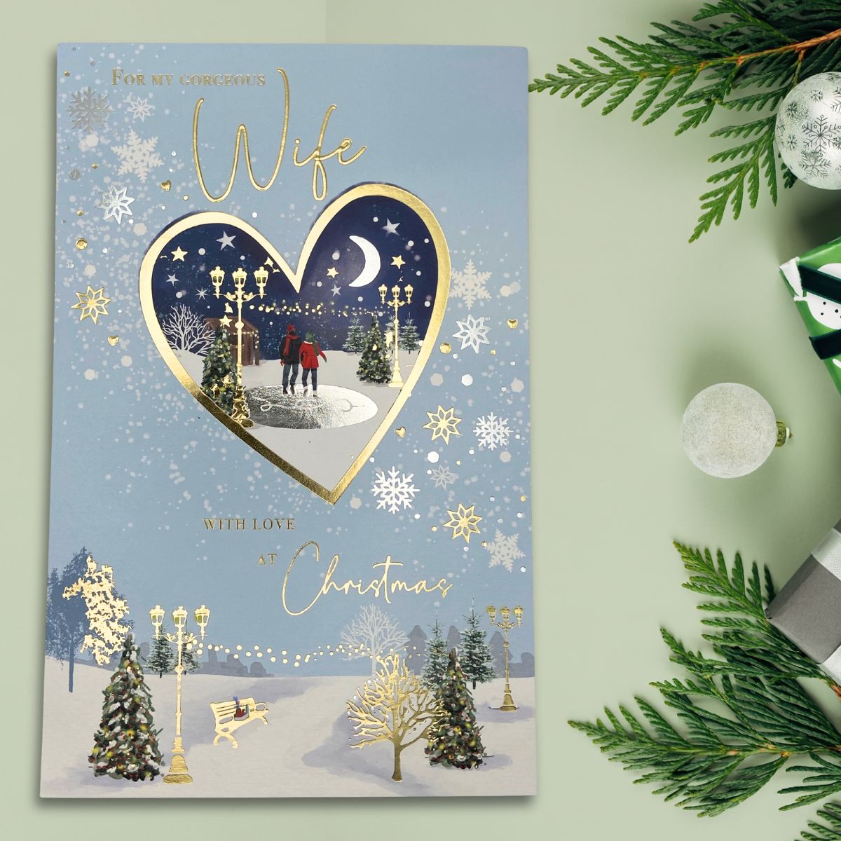 Wife Christmas Card - Large Luxury Couple In Heart