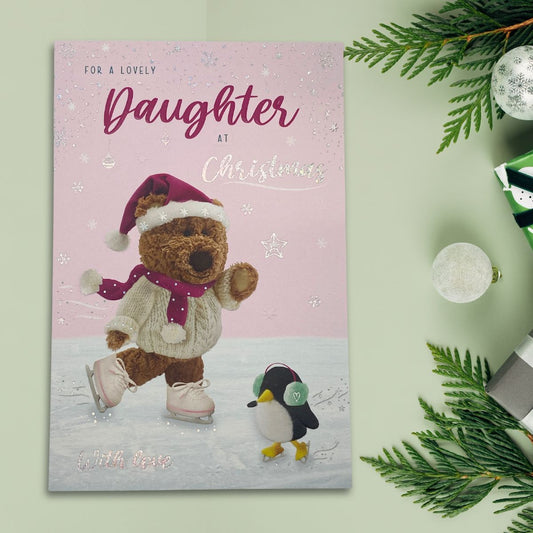 Daughter Christmas Card - Barley Bear & Penguin