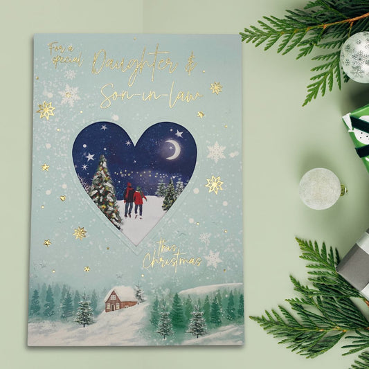Daughter & Son-In-Law Christmas Card - Die Cut Heart
