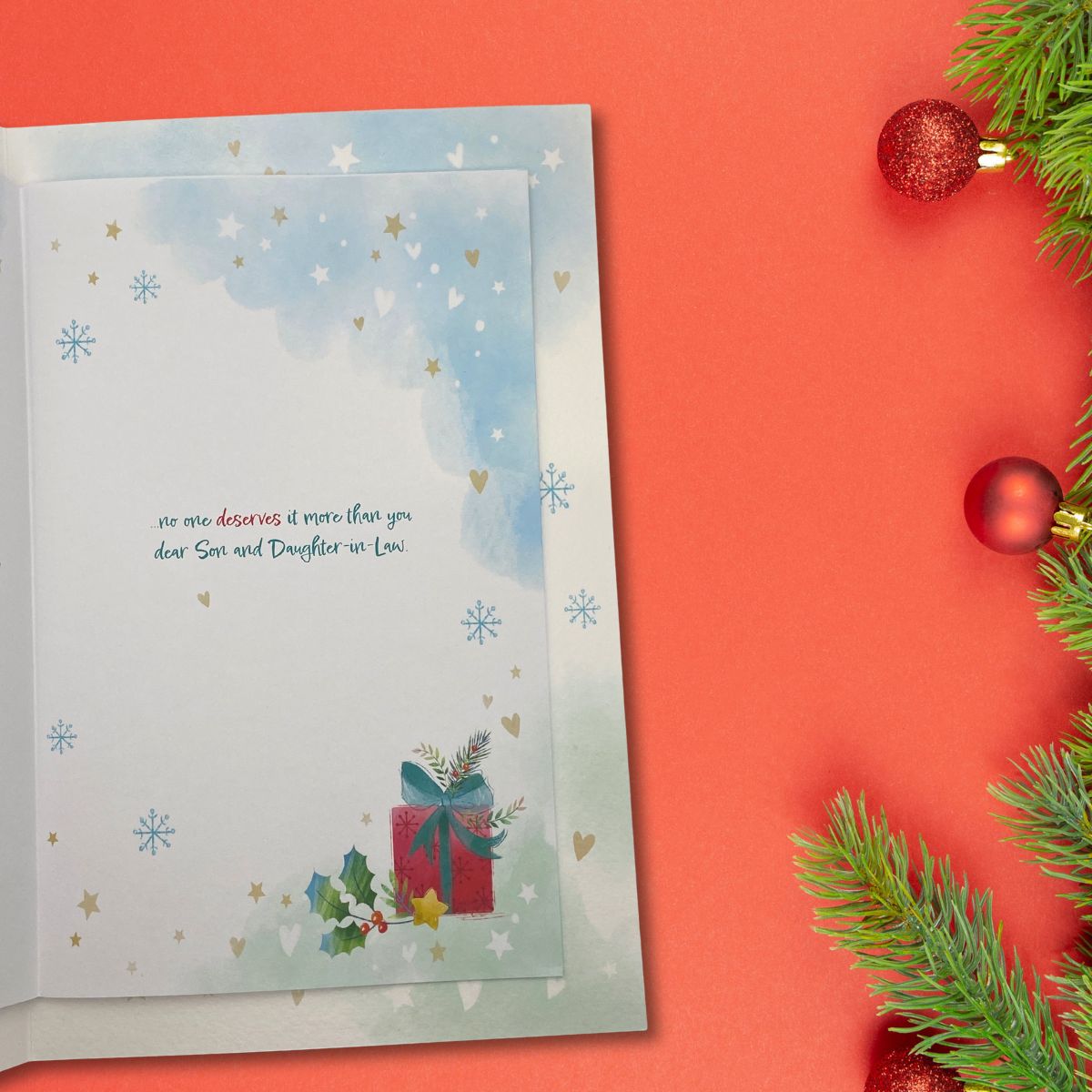 Son & Daughter-In-Law Large Christmas Card - Awash With Colour
