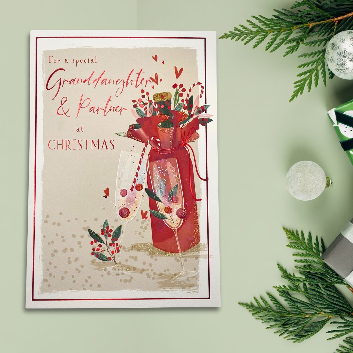 Granddaughter & Partner Christmas Card - Skylight Wine Gift