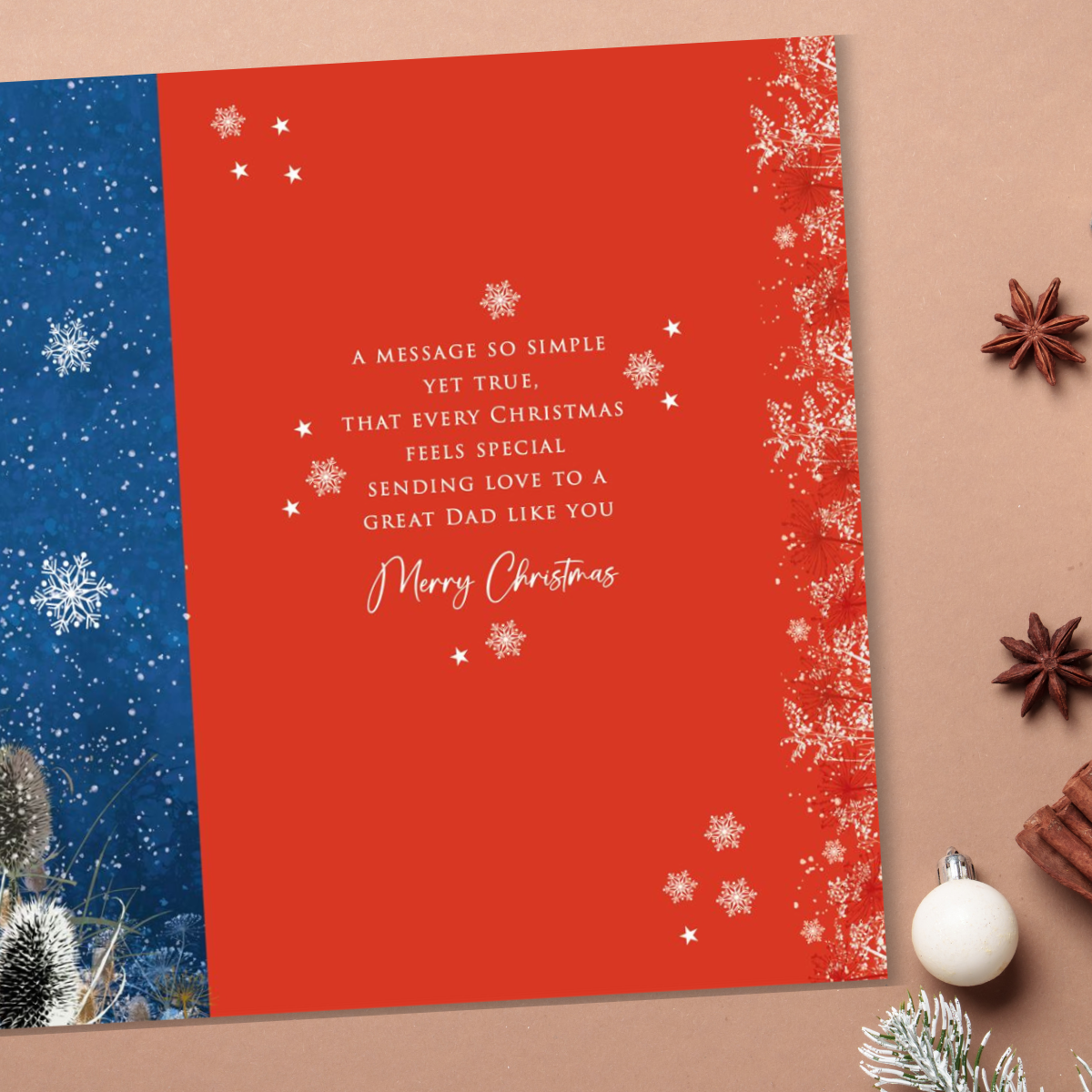 Dad Christmas Card - Snowy Thistles