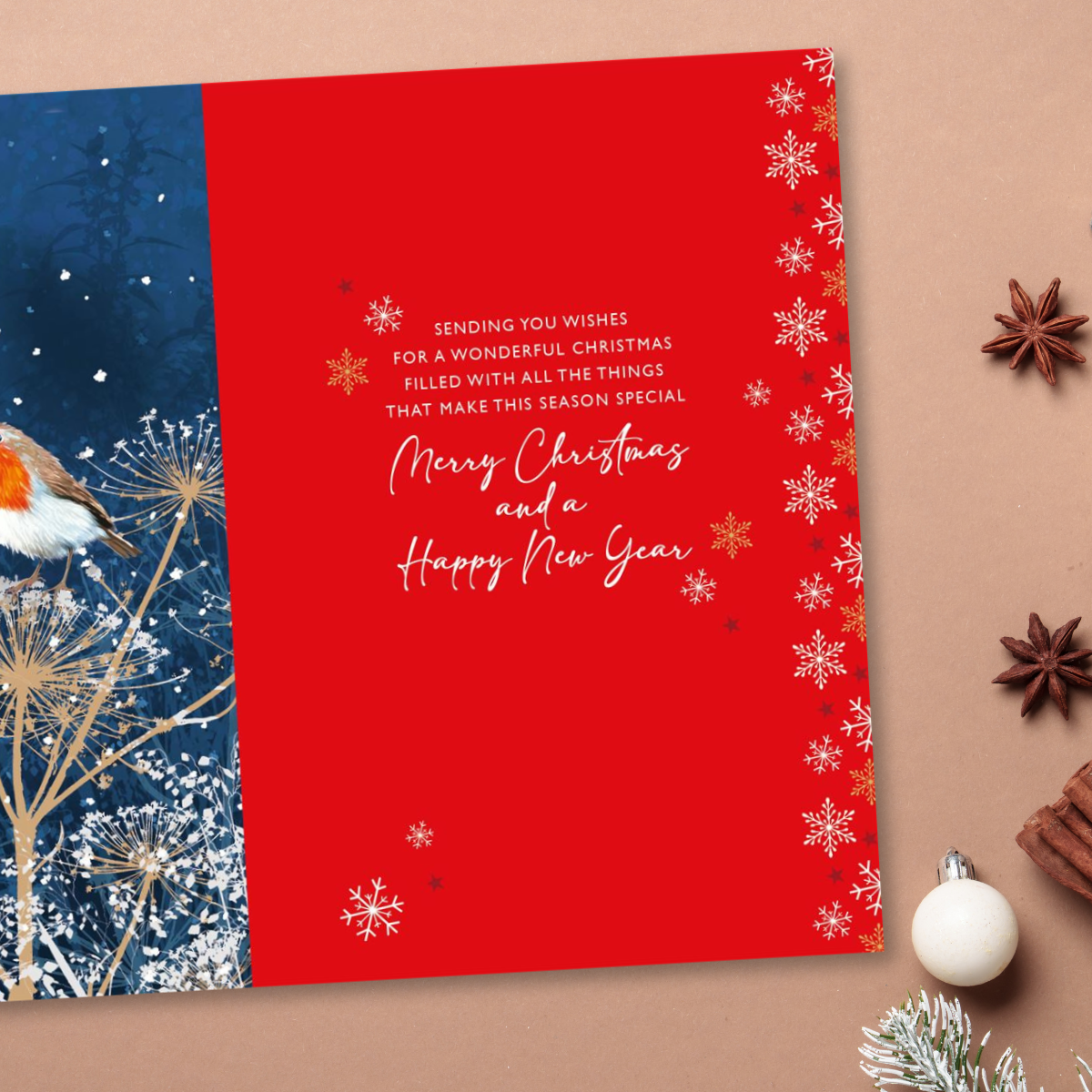 Grandson Christmas Card - Gold Robins