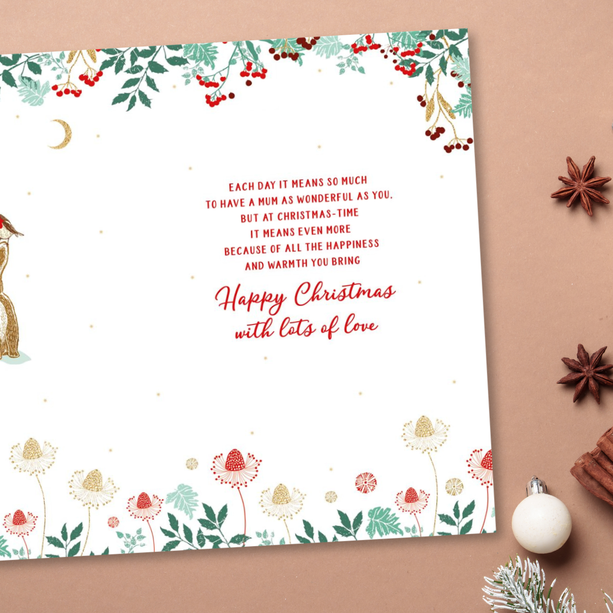 Mum Christmas Card - Snow Bunnies
