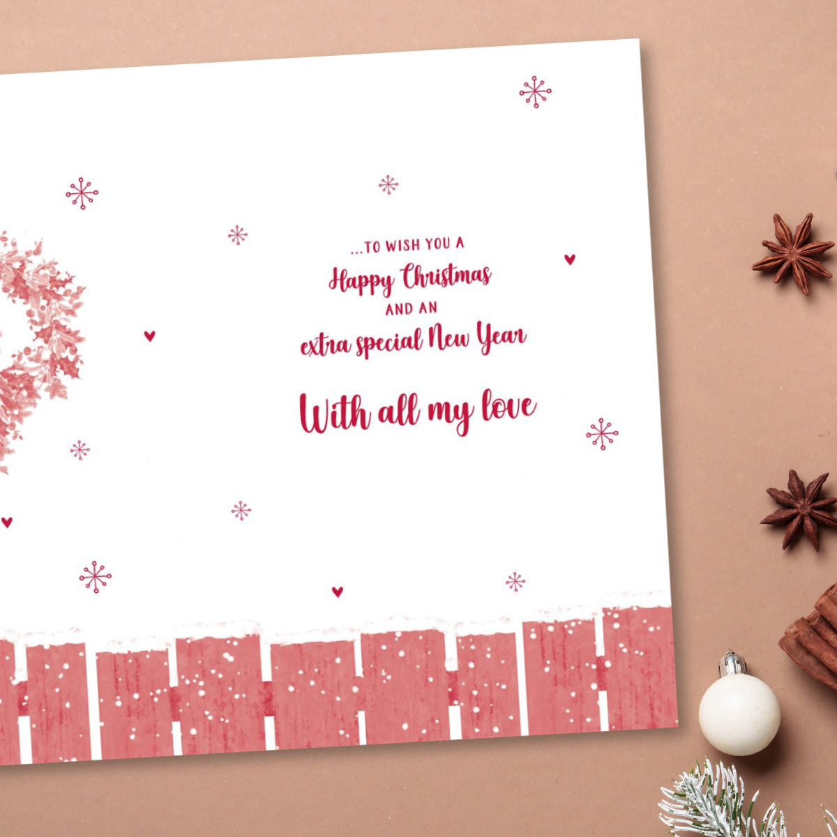Husband Christmas Card - Robins On Fence