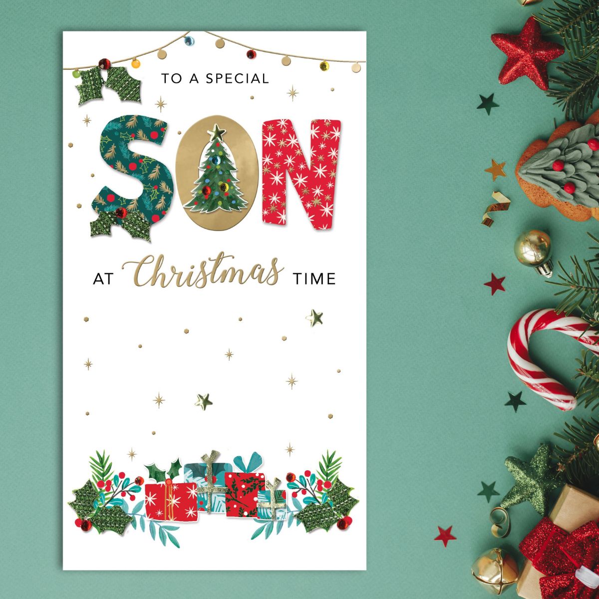 Son Christmas Card - Festive Letters Embellished
