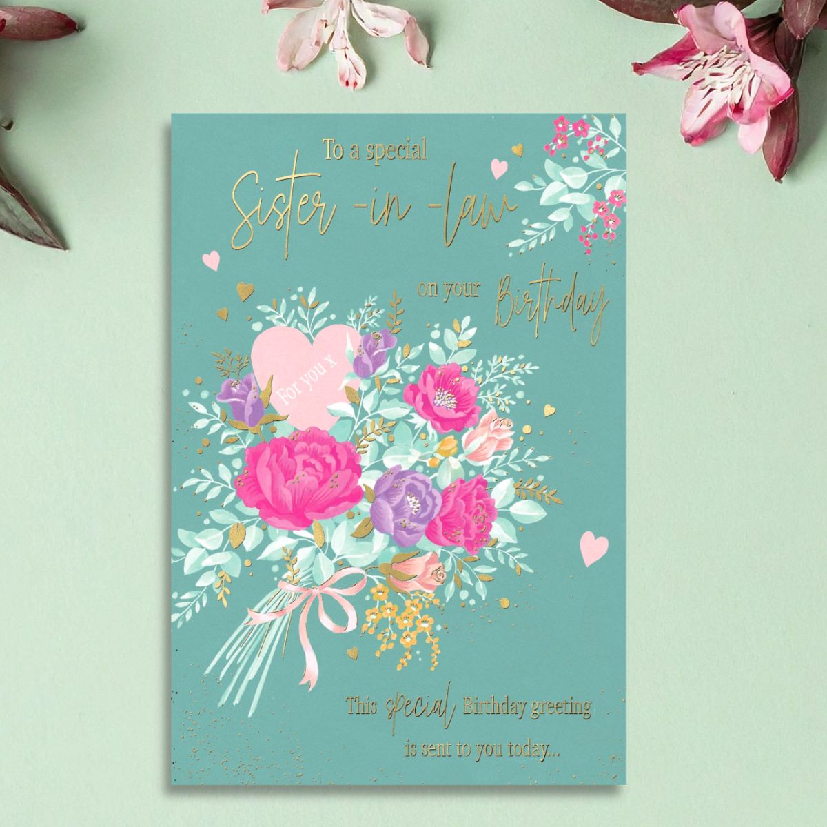 Sister-In-Law Birthday Card - Moonstone Bouquet