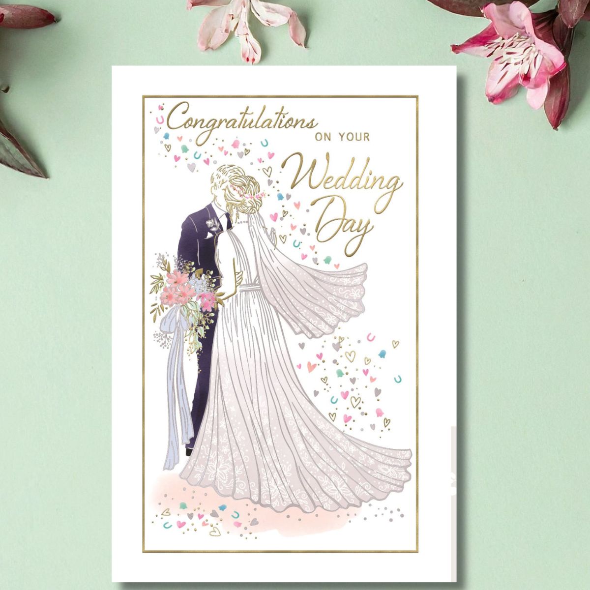 Wedding Day Card - Couple Embrace