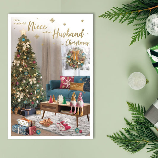 Niece & Husband Christmas Card - Essence Tree Scene
