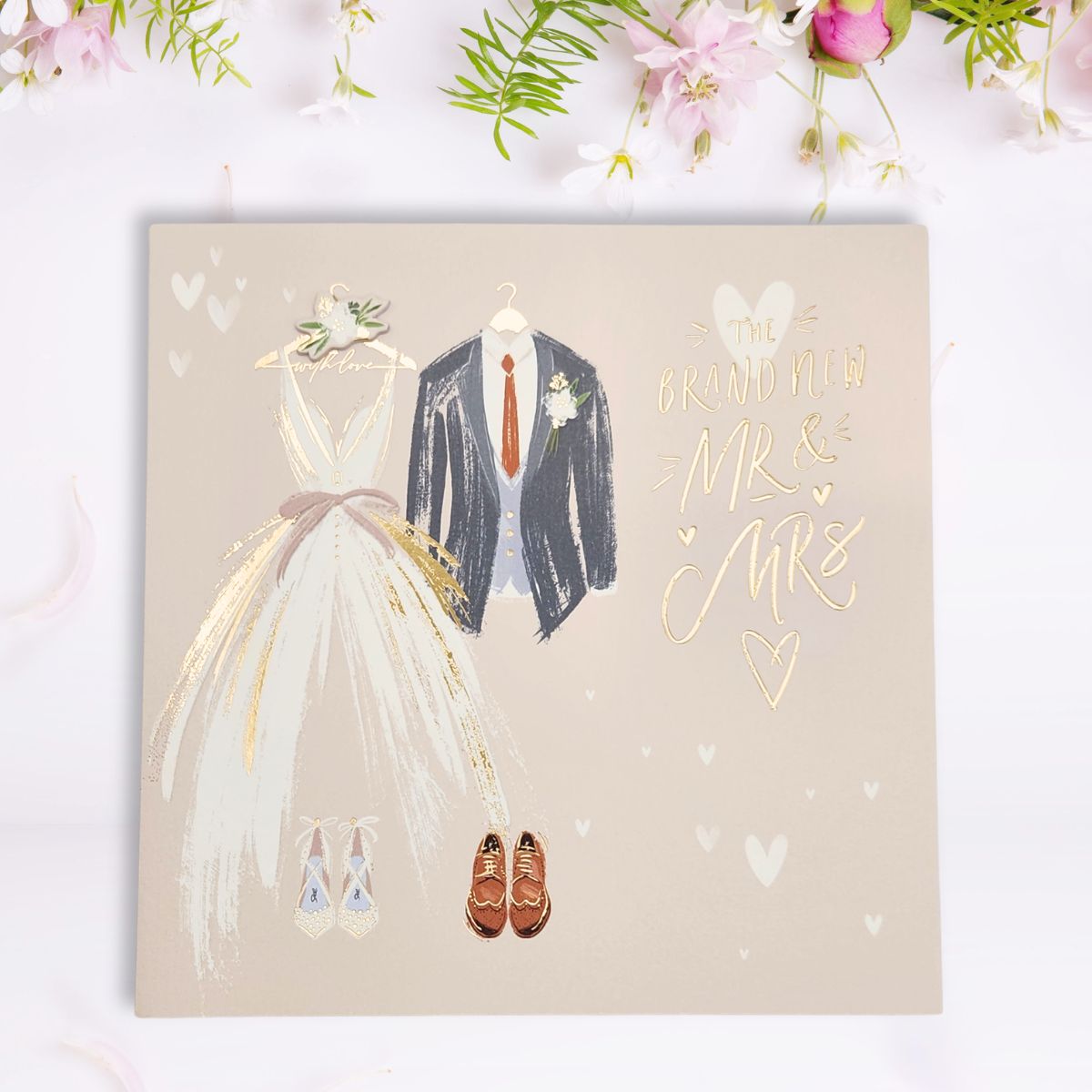 Wedding Day Card - Mr & Mrs Dress & Shoes