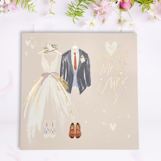 Wedding Day Card - Mr & Mrs Dress & Shoes