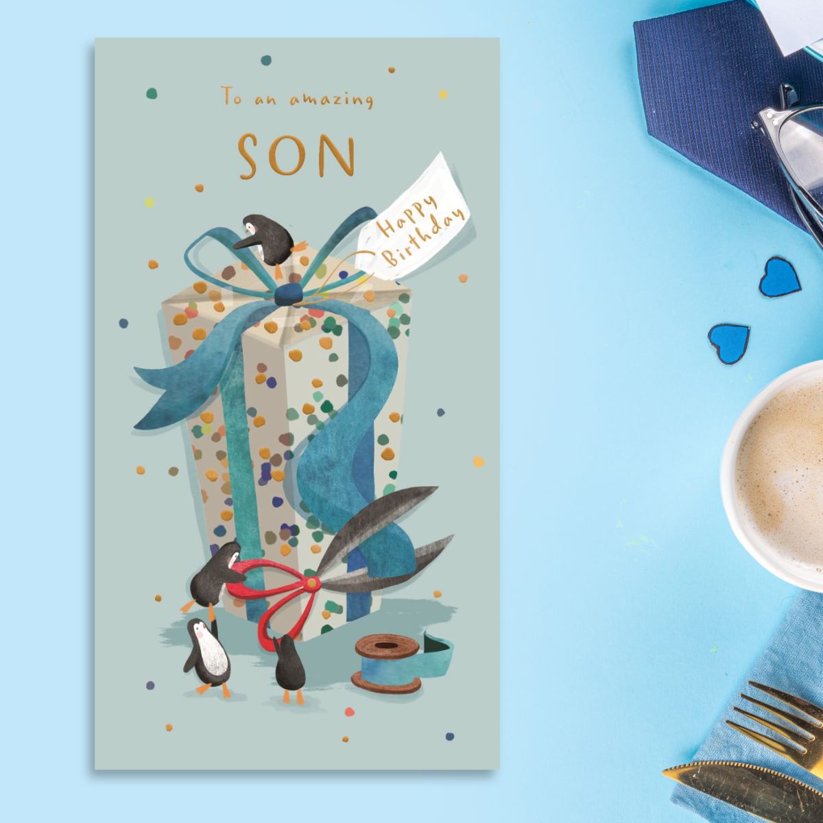 Son Birthday Card - Big World Little Things Penguin Gift
