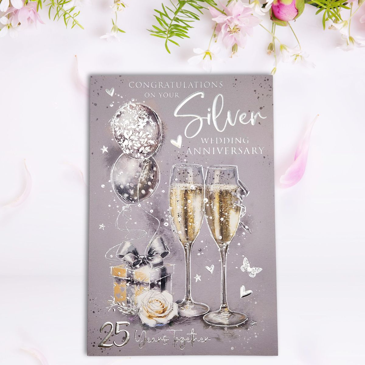 Silver Wedding Anniversary Card - 25th Grace Flutes