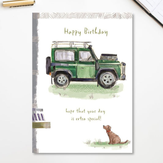 Off Grid Birthday Card - Farm Truck & Dog