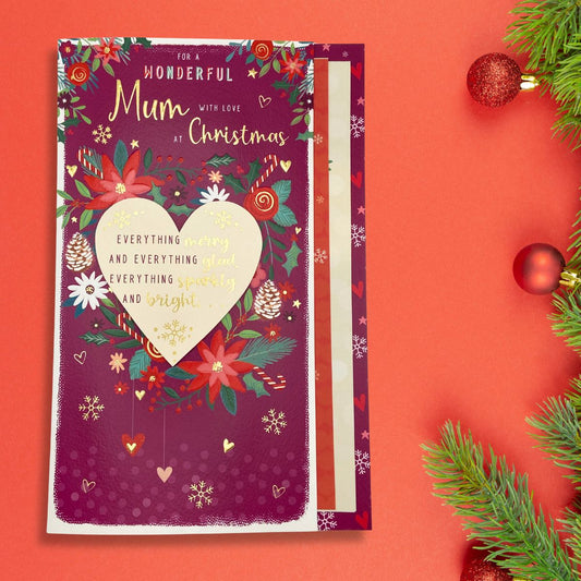 Mum Large Christmas Card - Pavillion Decoupage Heart
