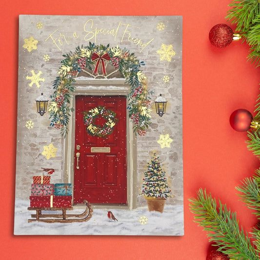 Friend Christmas Card - Red Front Door