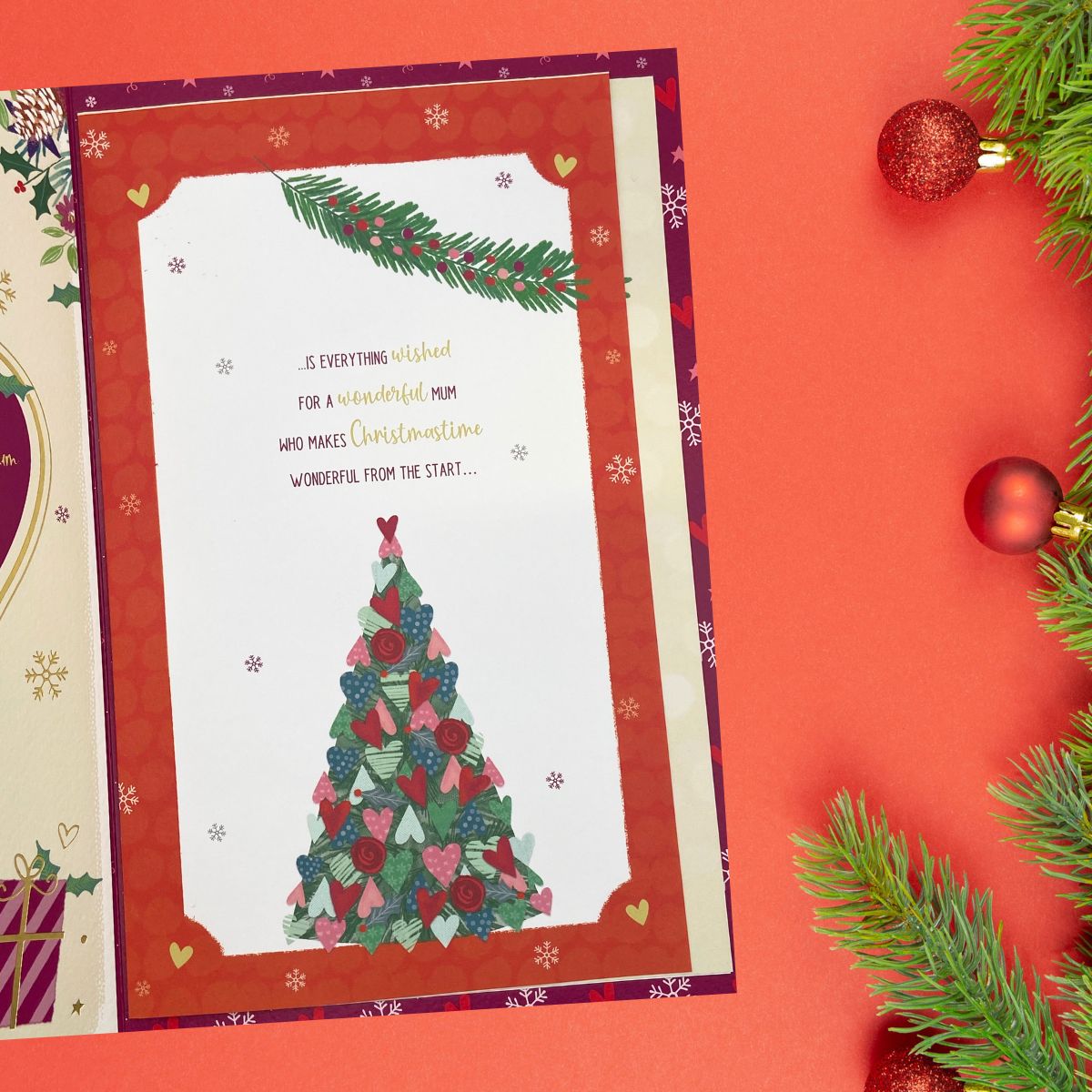 Mum Large Christmas Card - Pavillion Decoupage Heart