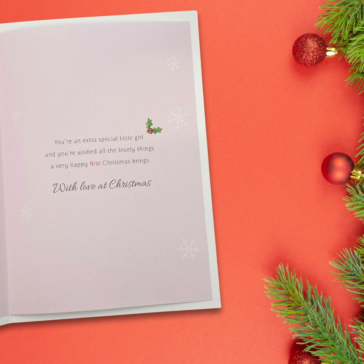 Special Girl's 1st Christmas Card - Cute Mouse & Gifts