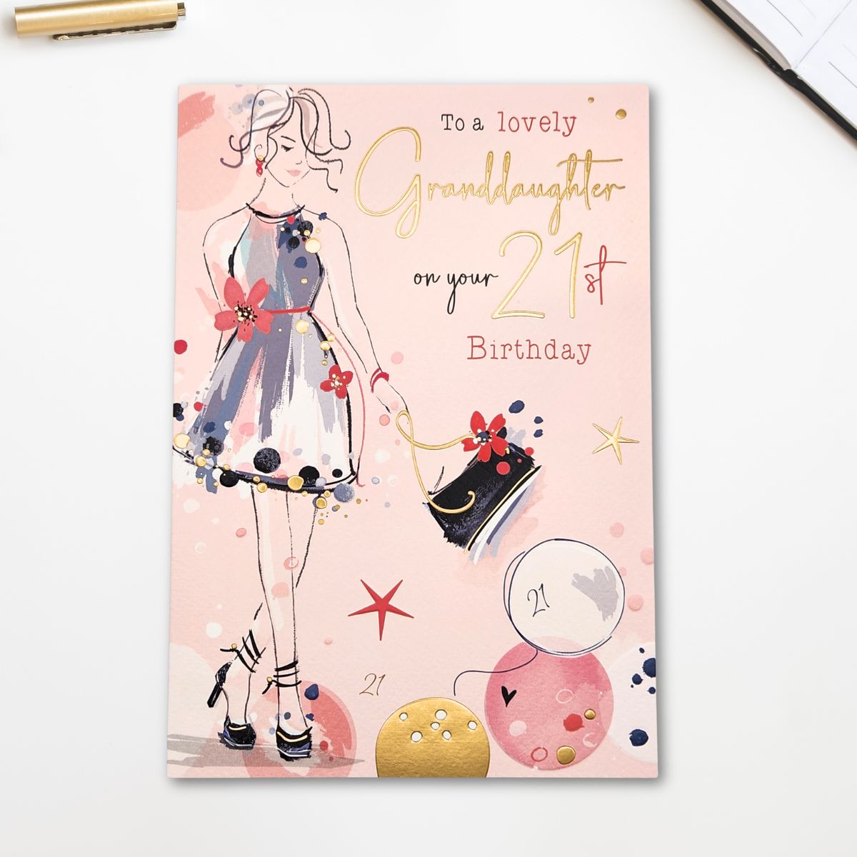 Granddaughter 21st Birthday Card - Chic Lady & Bag