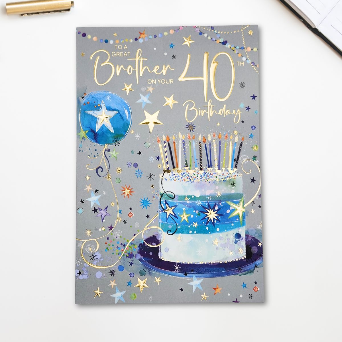 Brother 40th Birthday Card - Carnival Cake
