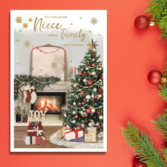 Niece & Family Christmas Card - Essence Fireside