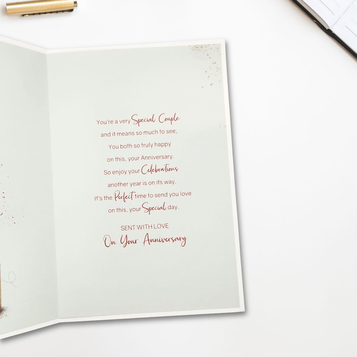 Grandson & Wife Anniversary Card - Floral Vase & Gifts