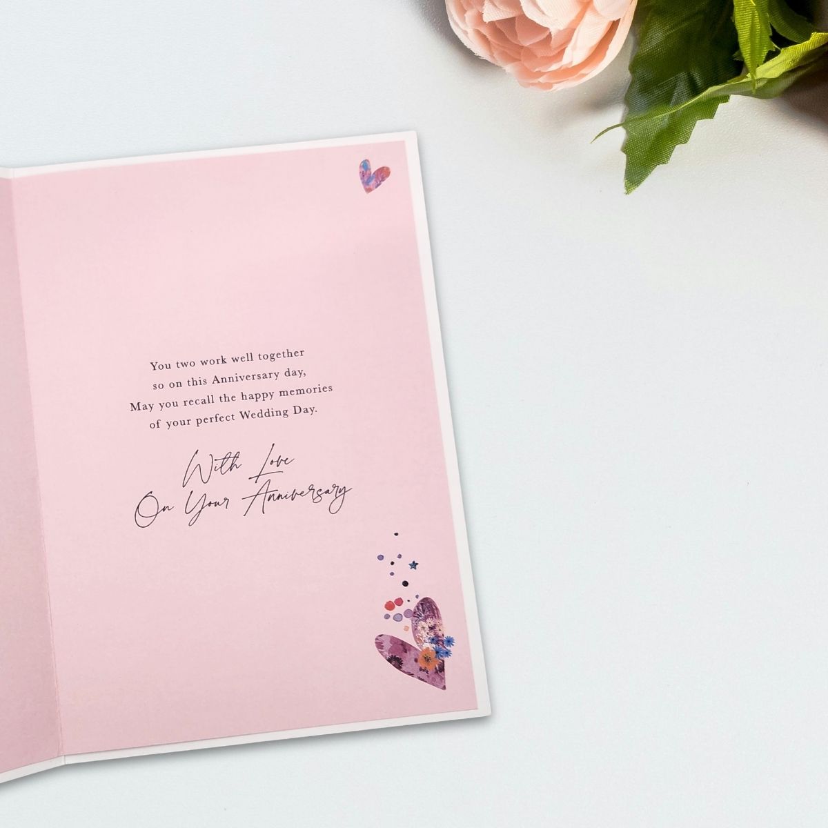 Happy Anniversary Card - Floral Heart With Love