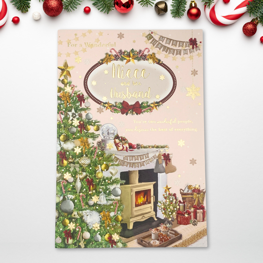 Niece & Husband Christmas Card - Avec Amour Fireplace