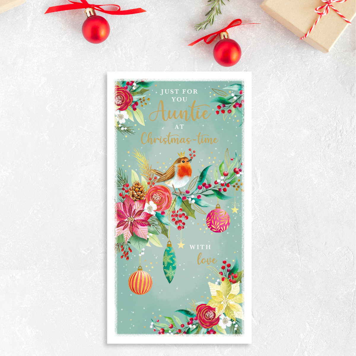 Auntie Christmas Card - Robin Branch