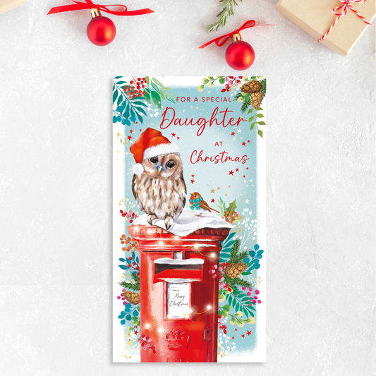 Daughter Christmas Card - Owl & Robin