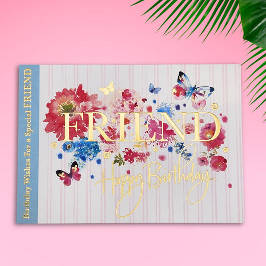 Friend Birthday Card - Flowers & Butterflies