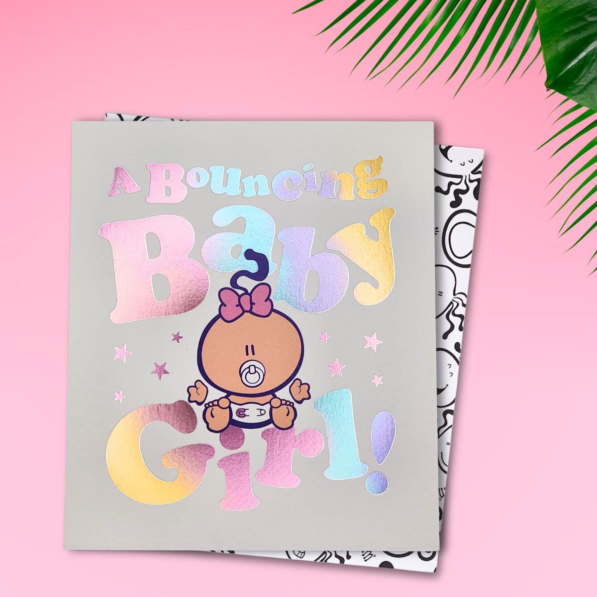 Baby Girl Card - Bubblegum Bouncing Baby