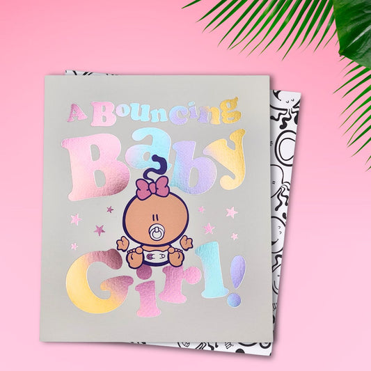 Baby Girl Card - Bubblegum Bouncing Baby