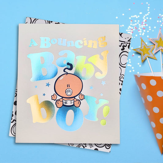 Baby Boy Card -  Bubblegum Bouncing Baby