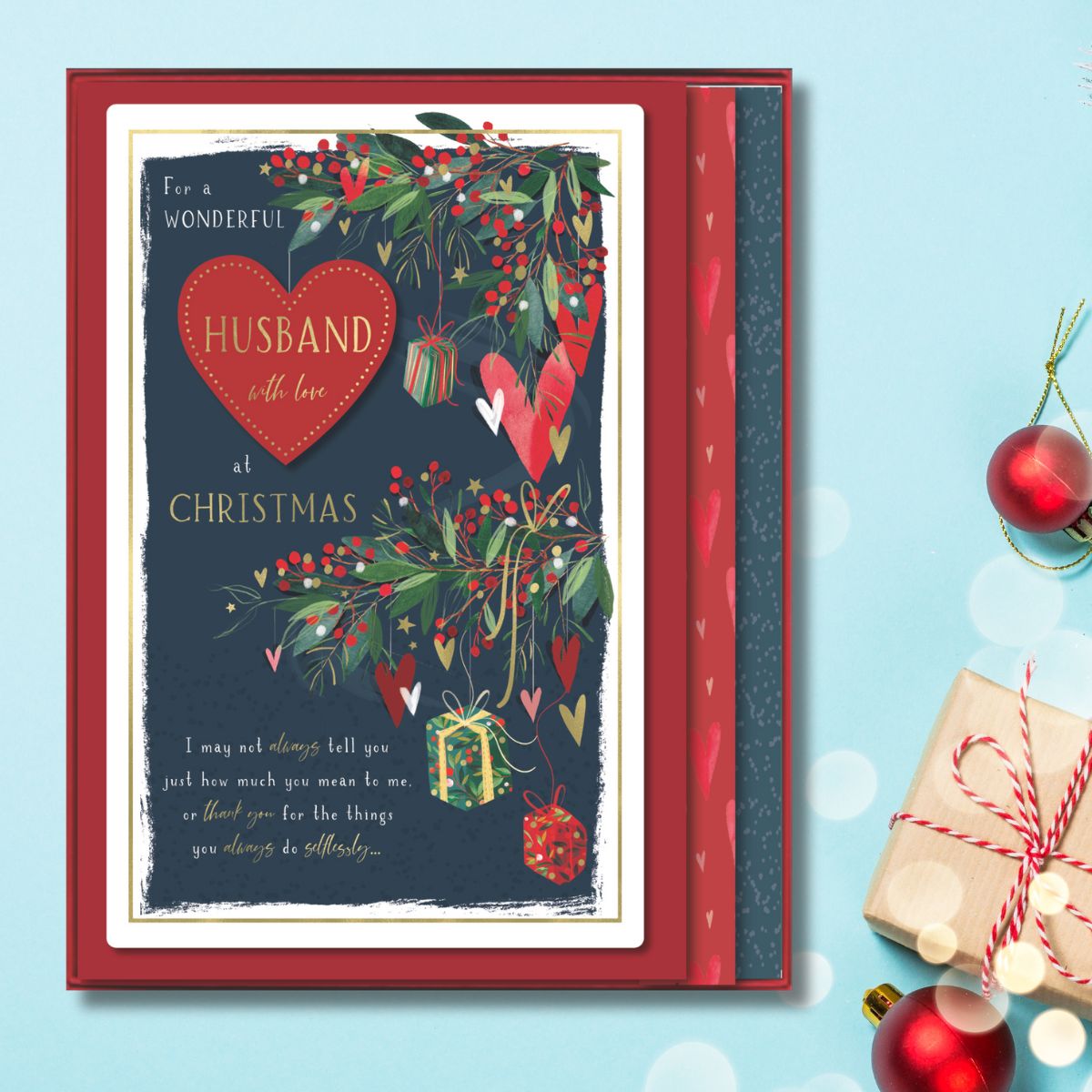 Husband Boxed Christmas Card - Skylight Hanging Heart