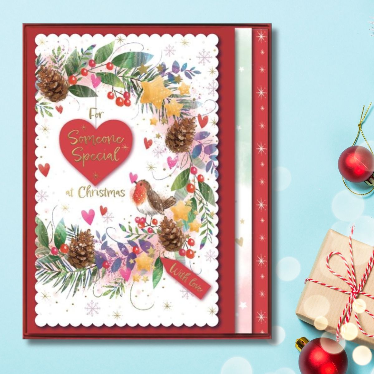 Someone Special Boxed Christmas Card - Robin Wreath