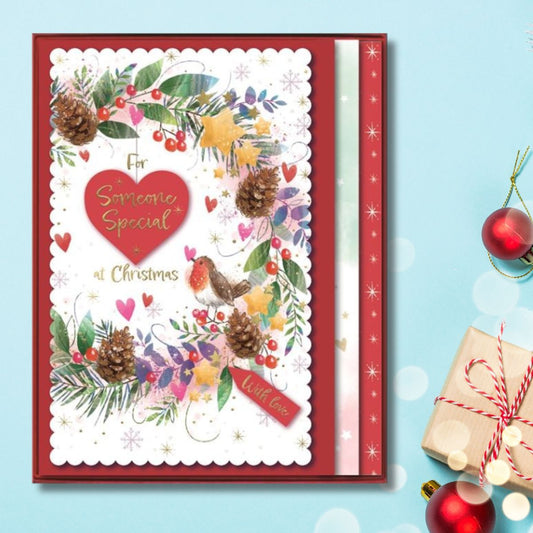 Someone Special Boxed Christmas Card - Robin Wreath