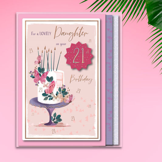 Daughter 21st Birthday Boxed Card - Skylight Cake